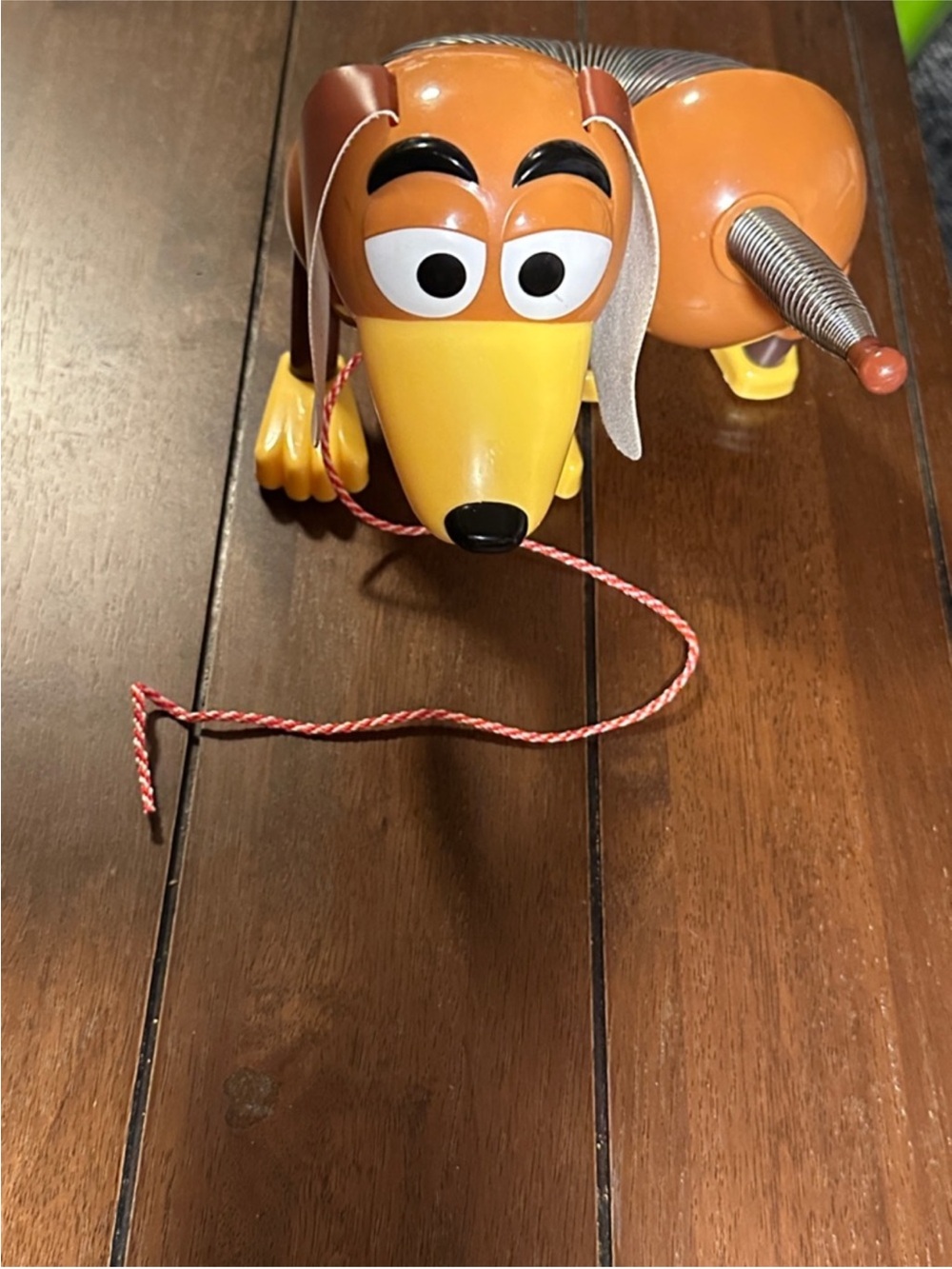 Pull Toy Slinky Dog- Orange & Yellow Plastic